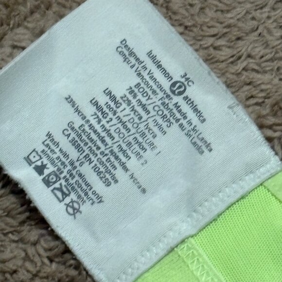 EXCELLENT Lululemon Ta Ta Tamer II Sports Bra 34C Stripe Mint Adjustable Straps - Picture 7 of 8